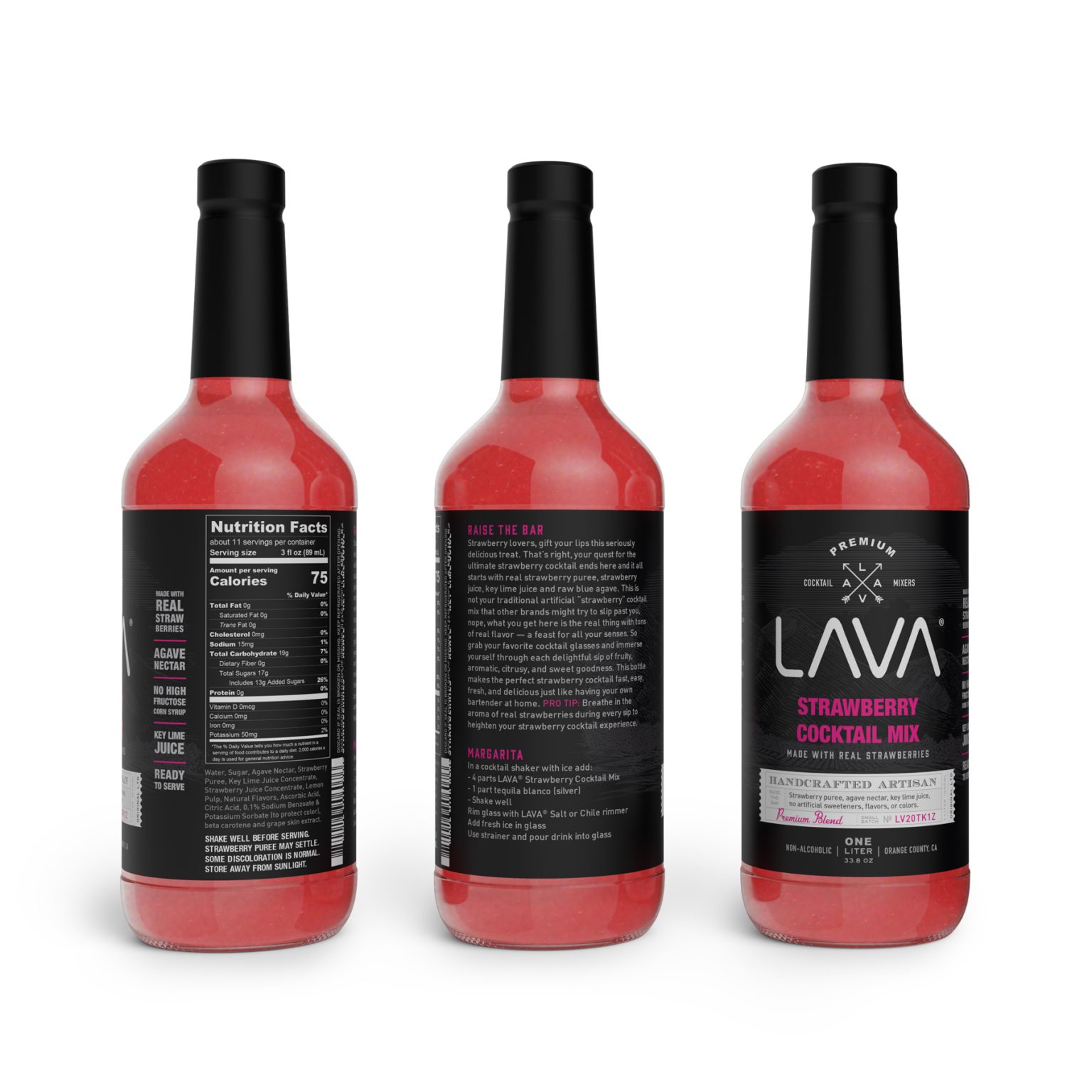 LAVA Premium Strawberry Margarita Mix made with Real Strawberries