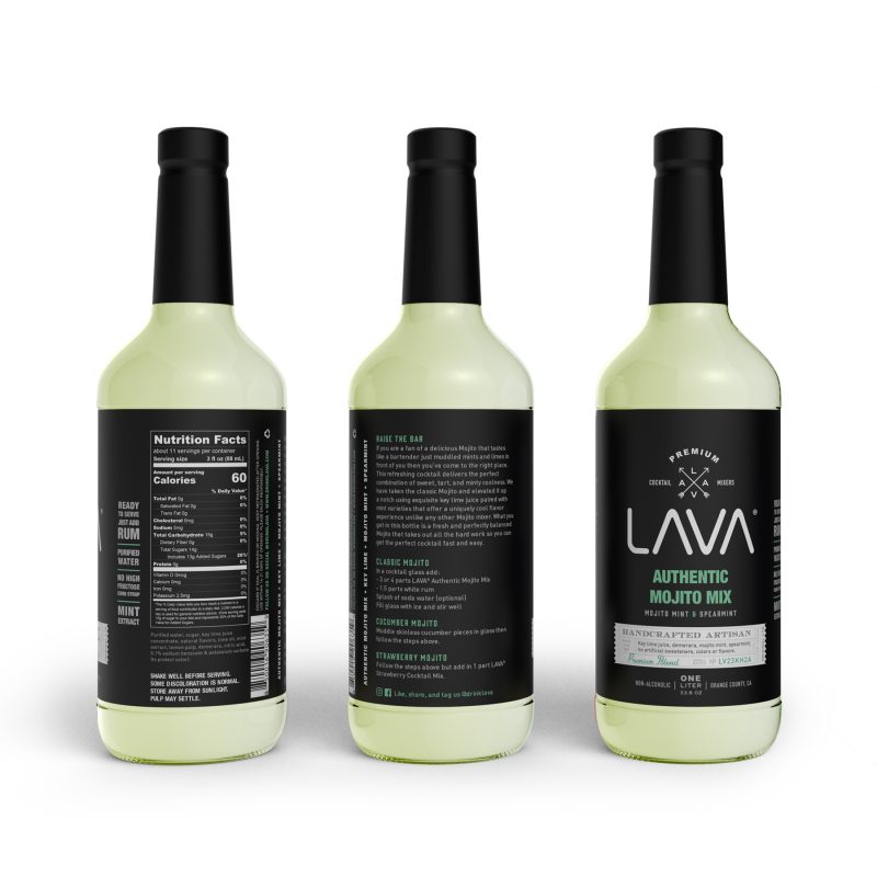 LAVA Premium Authentic Mojito Mix 33.8oz | Real Lime Juice &amp; Mojito Mint