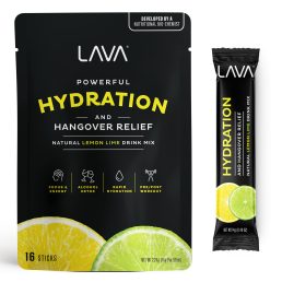 LAVA rapid hydration booster and hangover relief aid powdered drink mix low sugar natural non-gmo gluten free alcohol detox recovery pre post workout lemon lime cure liquid iv, drip drop, lmnt, waterboy, pedialyte, electrolyte, pure hydration, ultima, dripdrop, h-proof, morning recovery