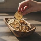 bowl full of dehydrated lime wheel garnishes